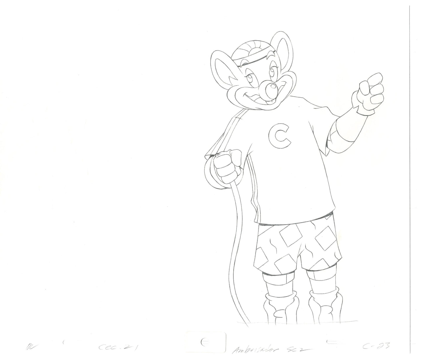 Chuck E Cheese Pizza Commercial Production Animation Cel Drawing 2005 AMC-12