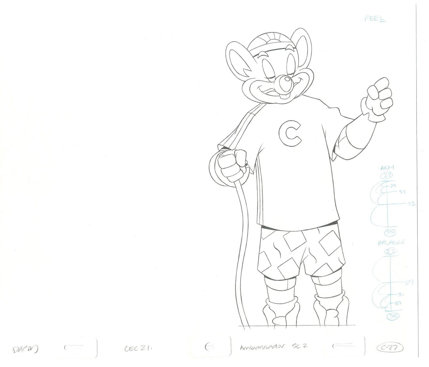 Chuck E Cheese Pizza Commercial Production Animation Cel Drawing 2005 AMC-14