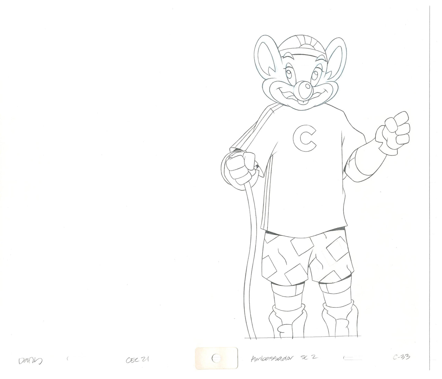 Chuck E Cheese Pizza Commercial Production Animation Cel Drawing 2005 AMC-17