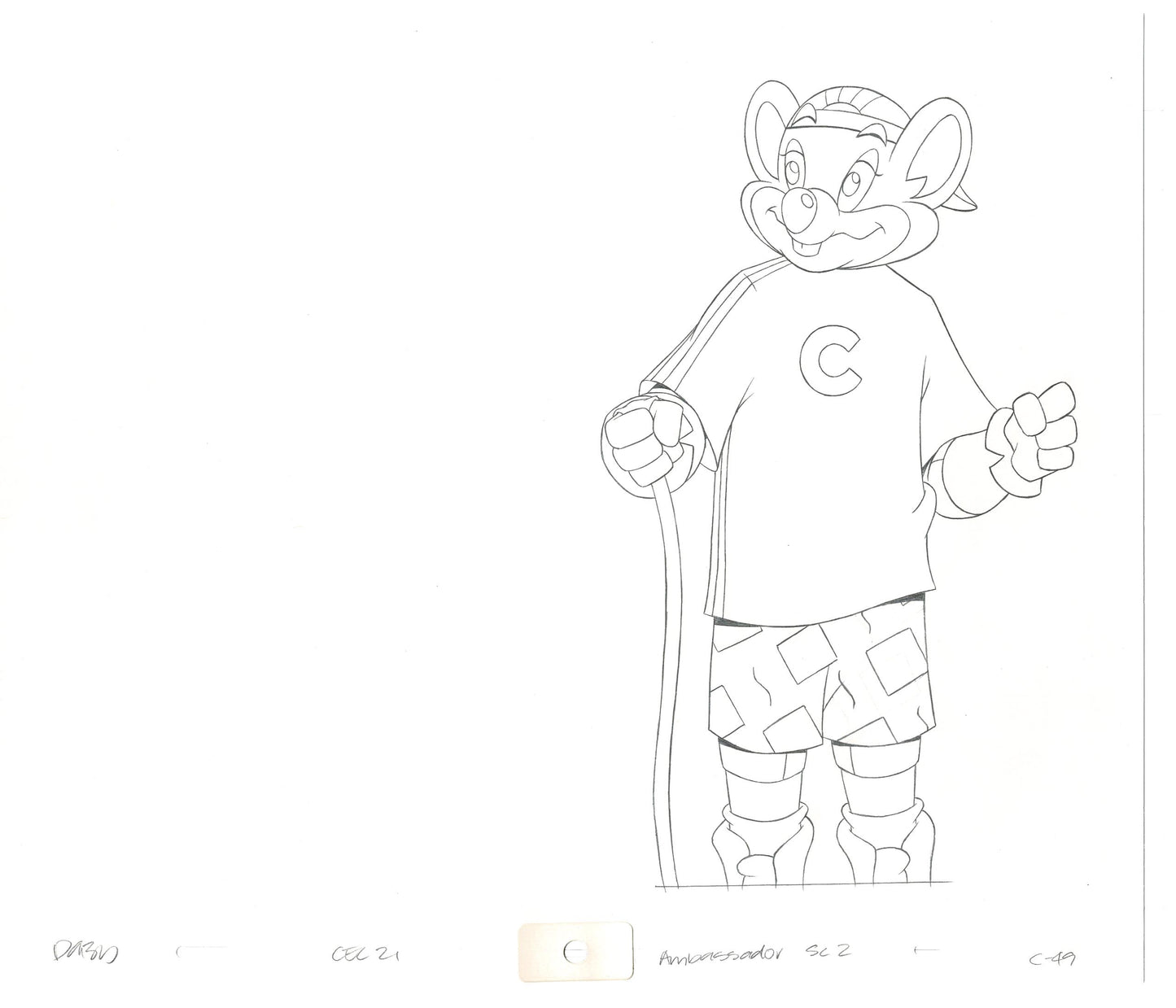 Chuck E Cheese Pizza Commercial Production Animation Cel Drawing 2005 AMC-25
