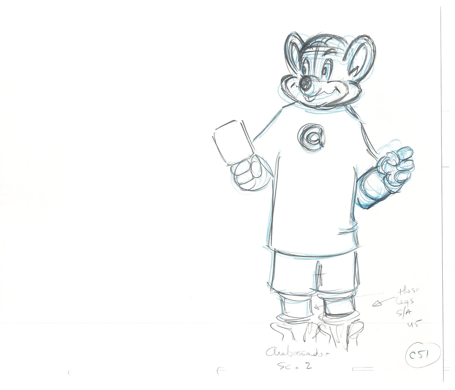 Chuck E Cheese Pizza Commercial Production Animation Cel Drawing 2005 AMR-01
