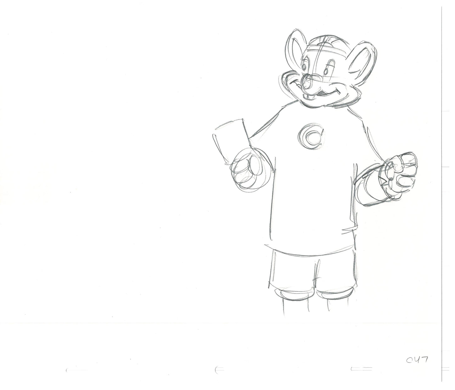 Chuck E Cheese Pizza Commercial Production Animation Cel Drawing 2005 AMR-03