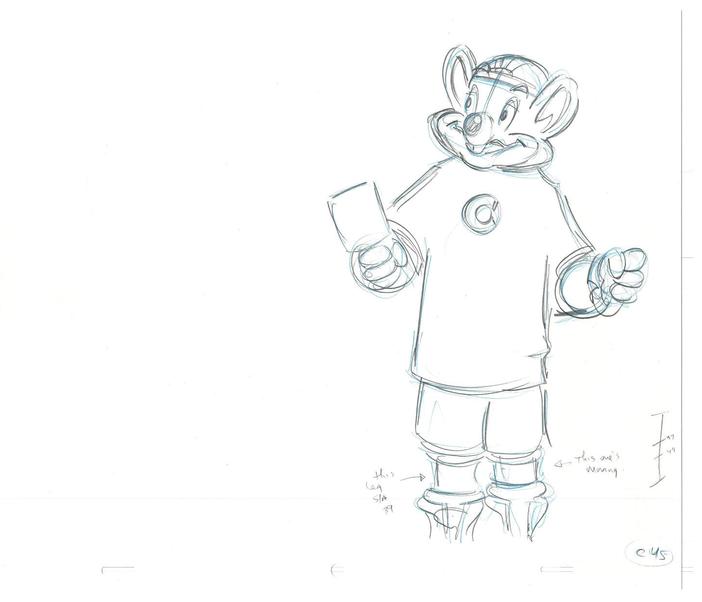Chuck E Cheese Pizza Commercial Production Animation Cel Drawing 2005 AMR-04