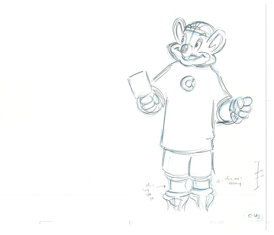 Chuck E Cheese Pizza Commercial Production Animation Cel Drawing 2005 AMR-04