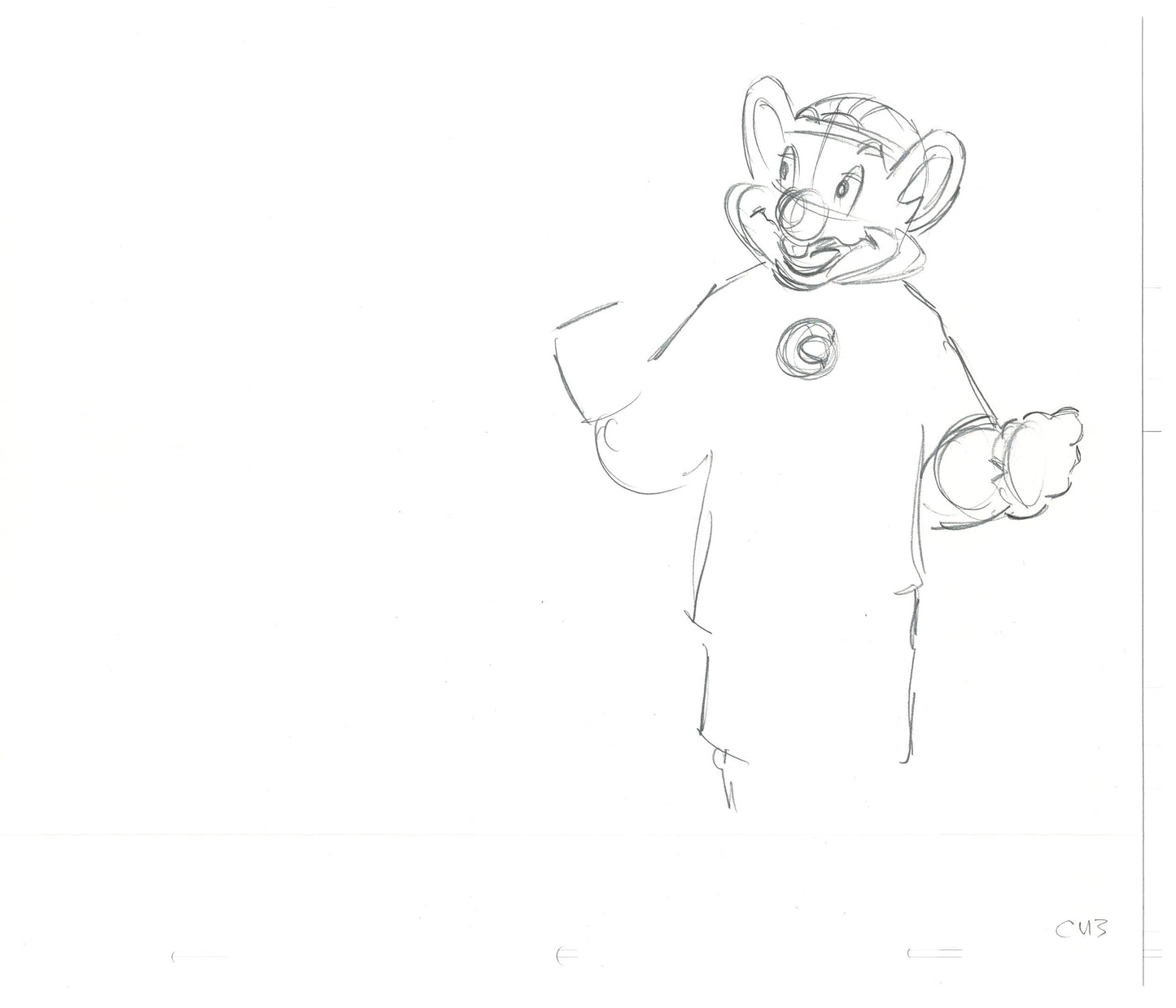 Chuck E Cheese Pizza Commercial Production Animation Cel Drawing 2005 AMR-05