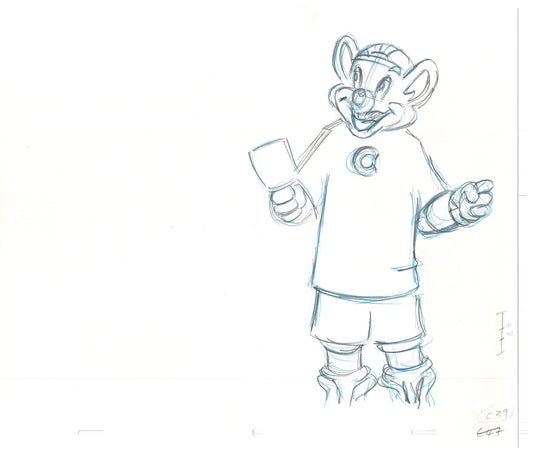 Chuck E Cheese Pizza Commercial Production Animation Cel Drawing 2005 AMR-07