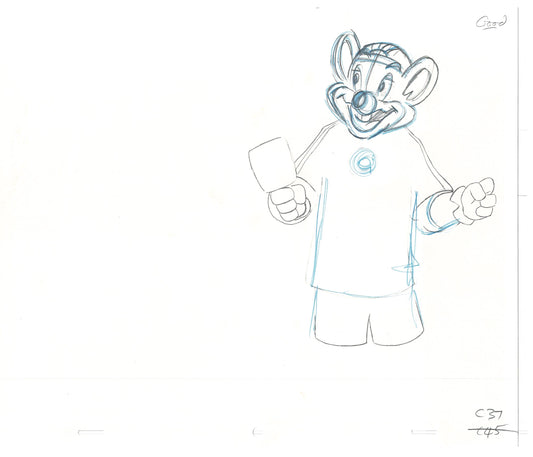 Chuck E Cheese Pizza Commercial Production Animation Cel Drawing 2005 AMR-08