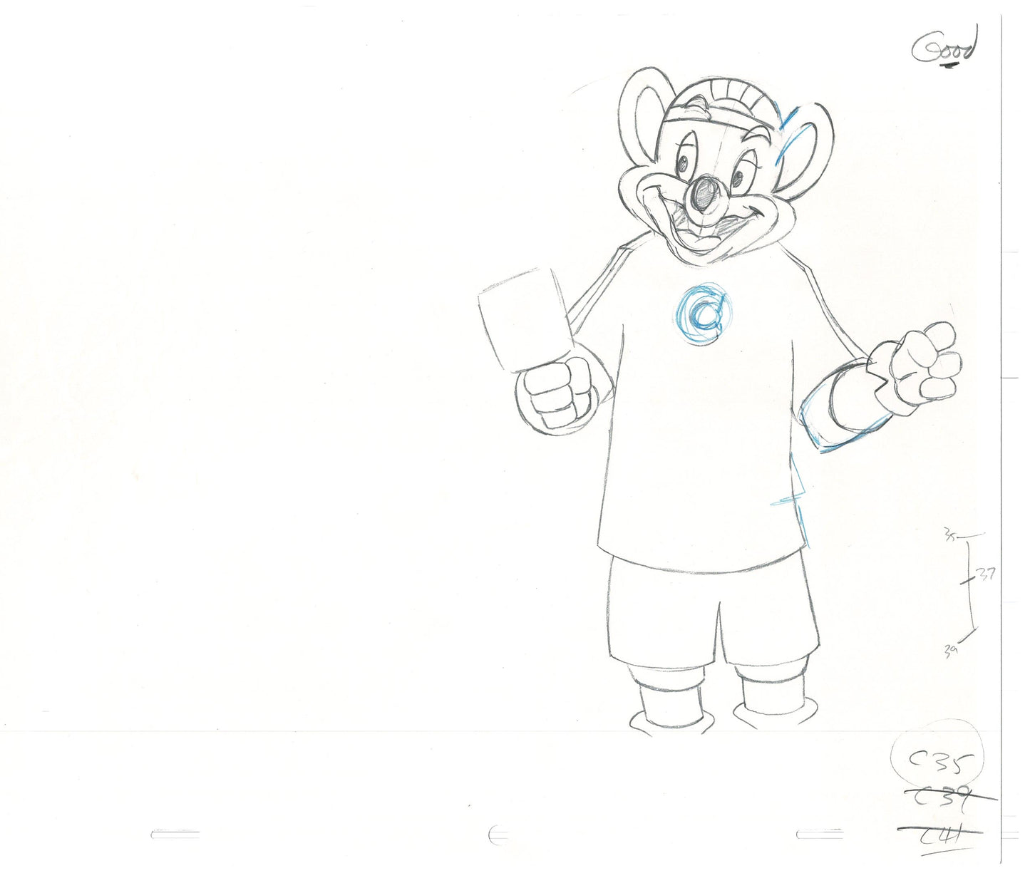 Chuck E Cheese Pizza Commercial Production Animation Cel Drawing 2005 AMR-09