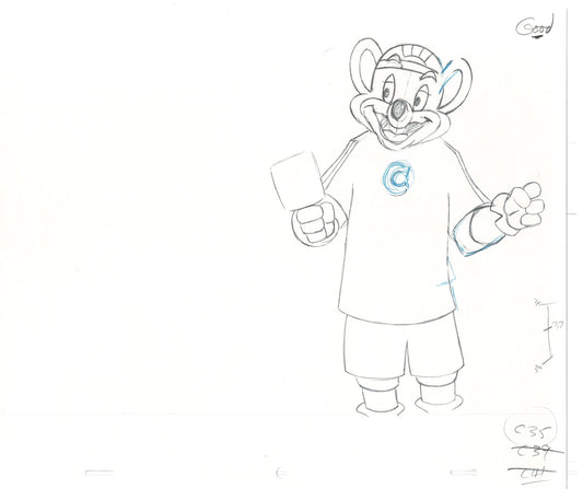 Chuck E Cheese Pizza Commercial Production Animation Cel Drawing 2005 AMR-09