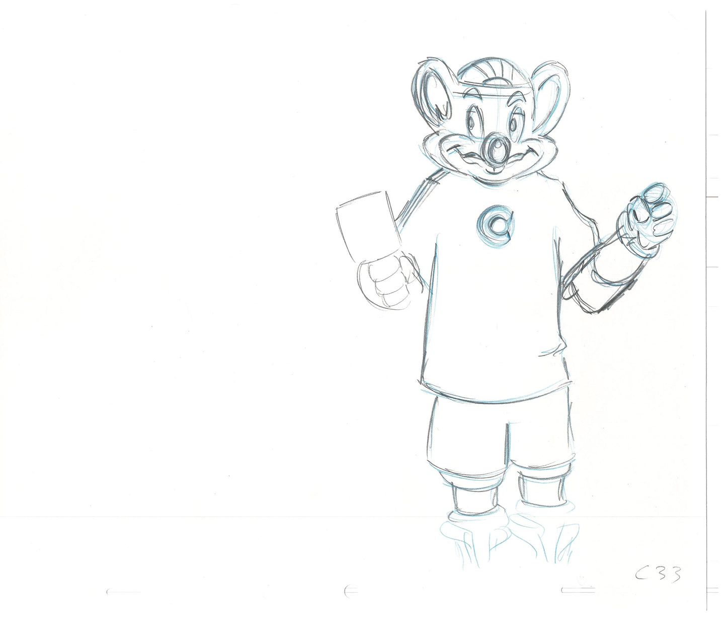 Chuck E Cheese Pizza Commercial Production Animation Cel Drawing 2005 AMR-10