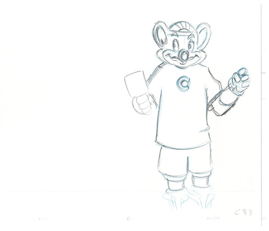 Chuck E Cheese Pizza Commercial Production Animation Cel Drawing 2005 AMR-10