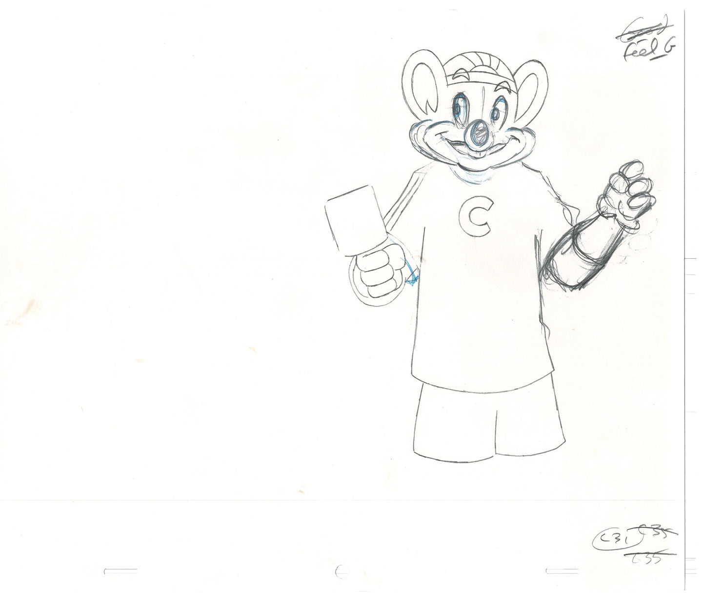 Chuck E Cheese Pizza Commercial Production Animation Cel Drawing 2005 AMR-11