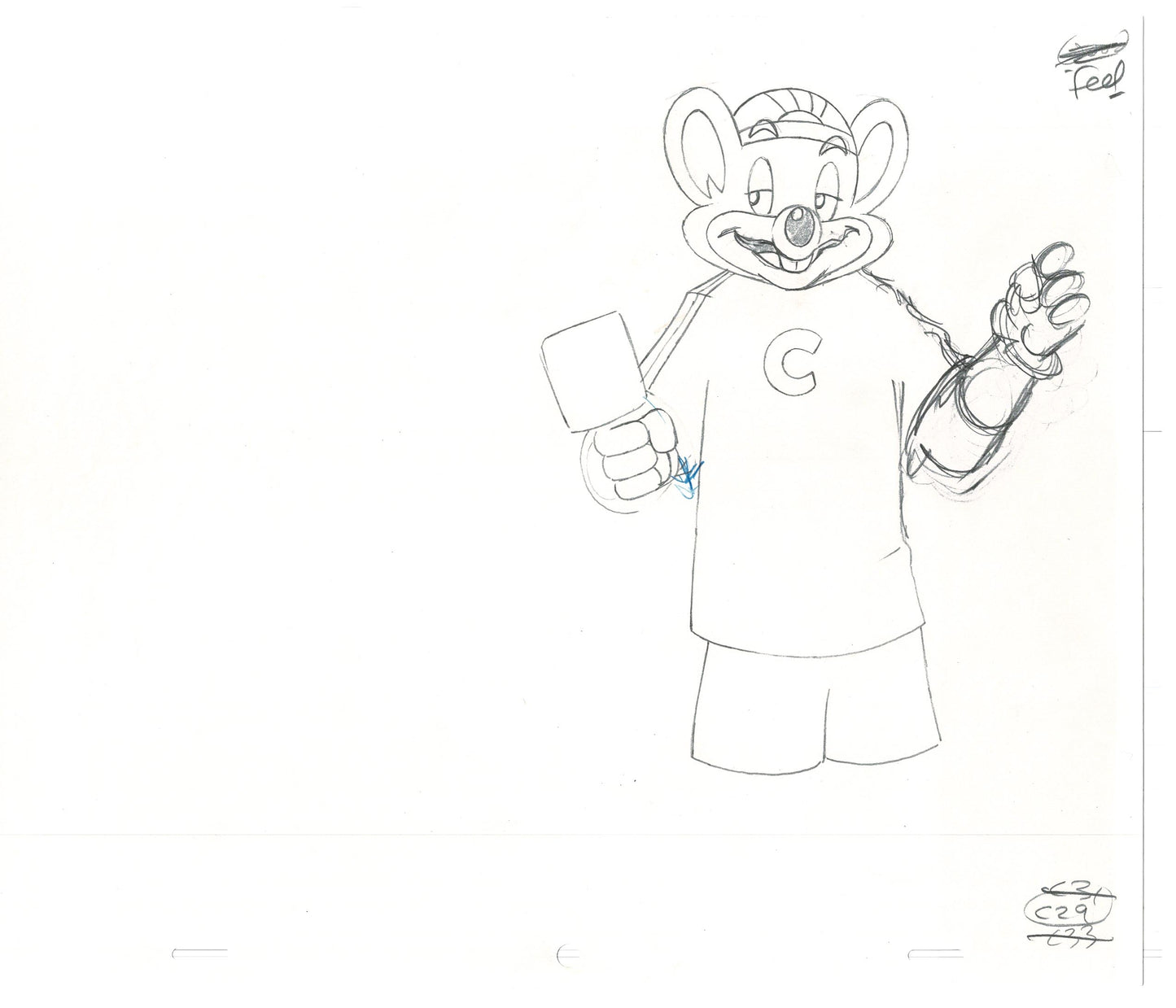 Chuck E Cheese Pizza Commercial Production Animation Cel Drawing 2005 AMR-12