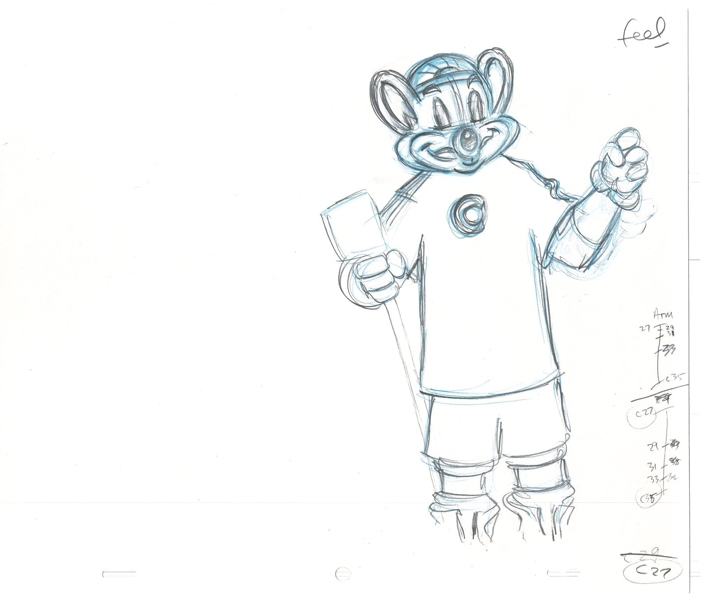 Chuck E Cheese Pizza Commercial Production Animation Cel Drawing 2005 AMR-13