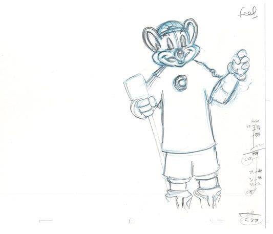 Chuck E Cheese Pizza Commercial Production Animation Cel Drawing 2005 AMR-13