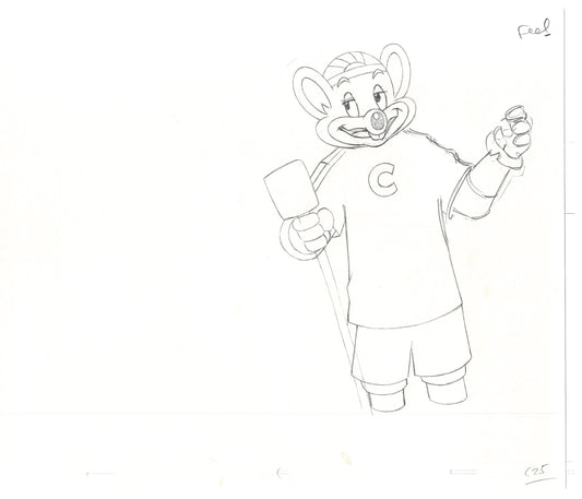 Chuck E Cheese Pizza Commercial Production Animation Cel Drawing 2005 AMR-14