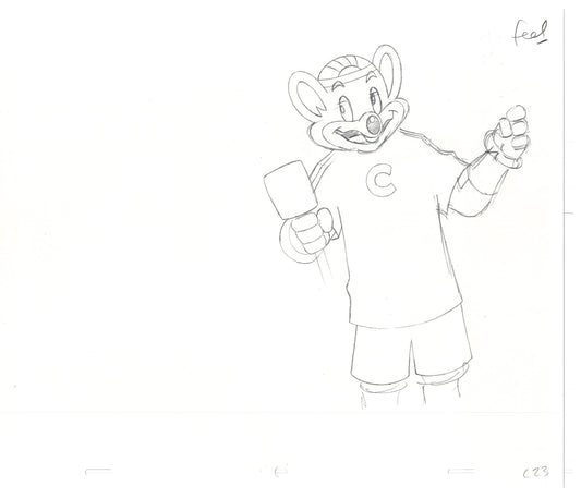 Chuck E Cheese Pizza Commercial Production Animation Cel Drawing 2005 AMR-15