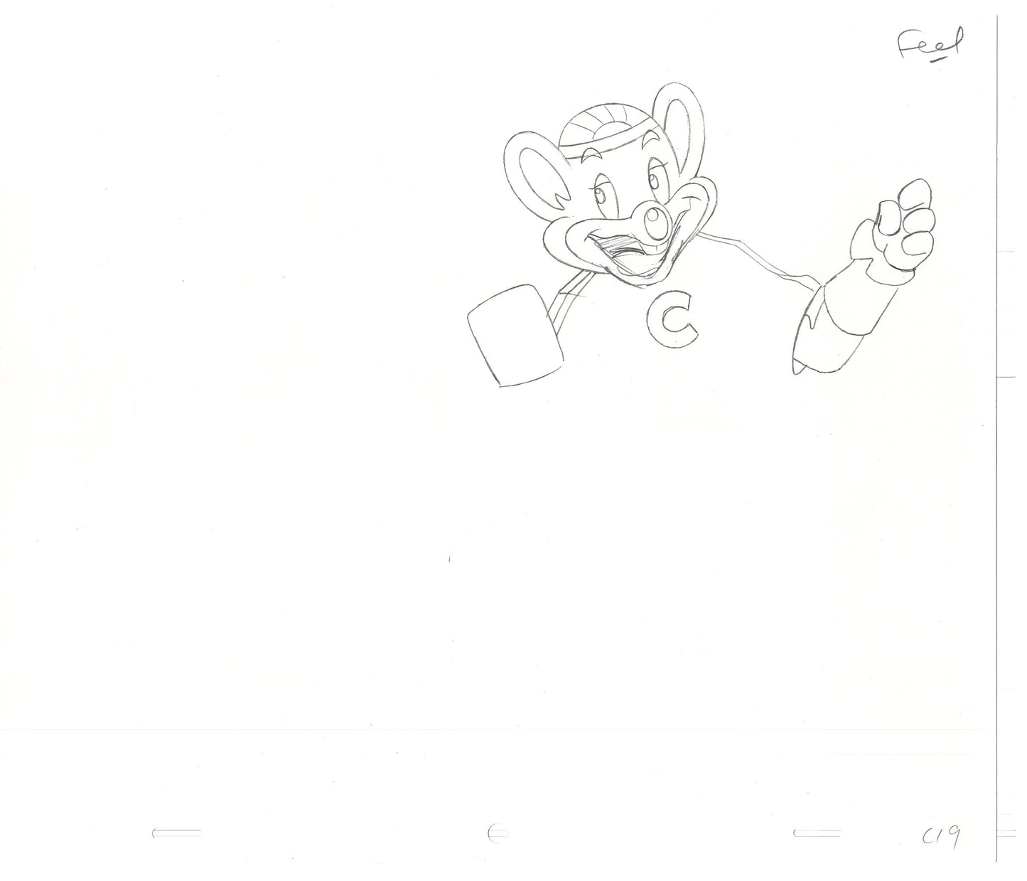 Chuck E Cheese Pizza Commercial Production Animation Cel Drawing 2005 AMR-17
