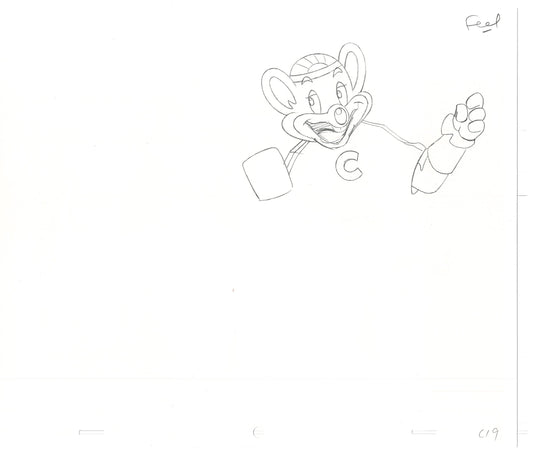 Chuck E Cheese Pizza Commercial Production Animation Cel Drawing 2005 AMR-17
