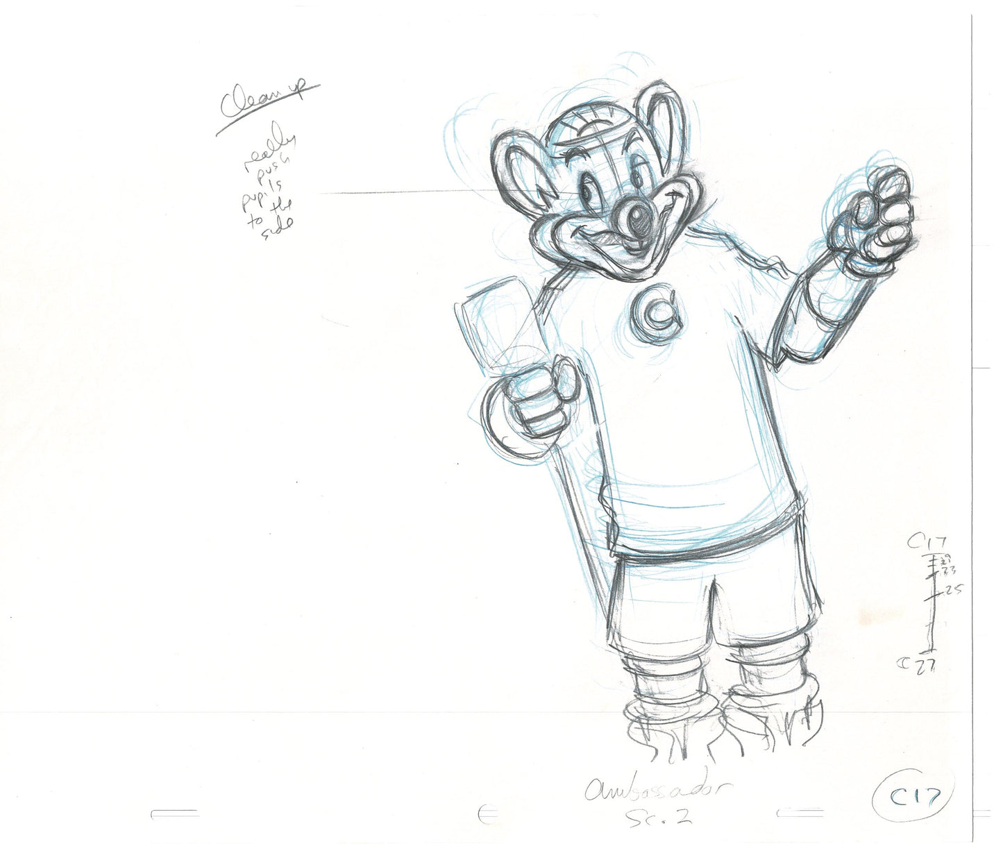 Chuck E Cheese Pizza Commercial Production Animation Cel Drawing 2005 AMR-18