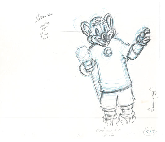 Chuck E Cheese Pizza Commercial Production Animation Cel Drawing 2005 AMR-18
