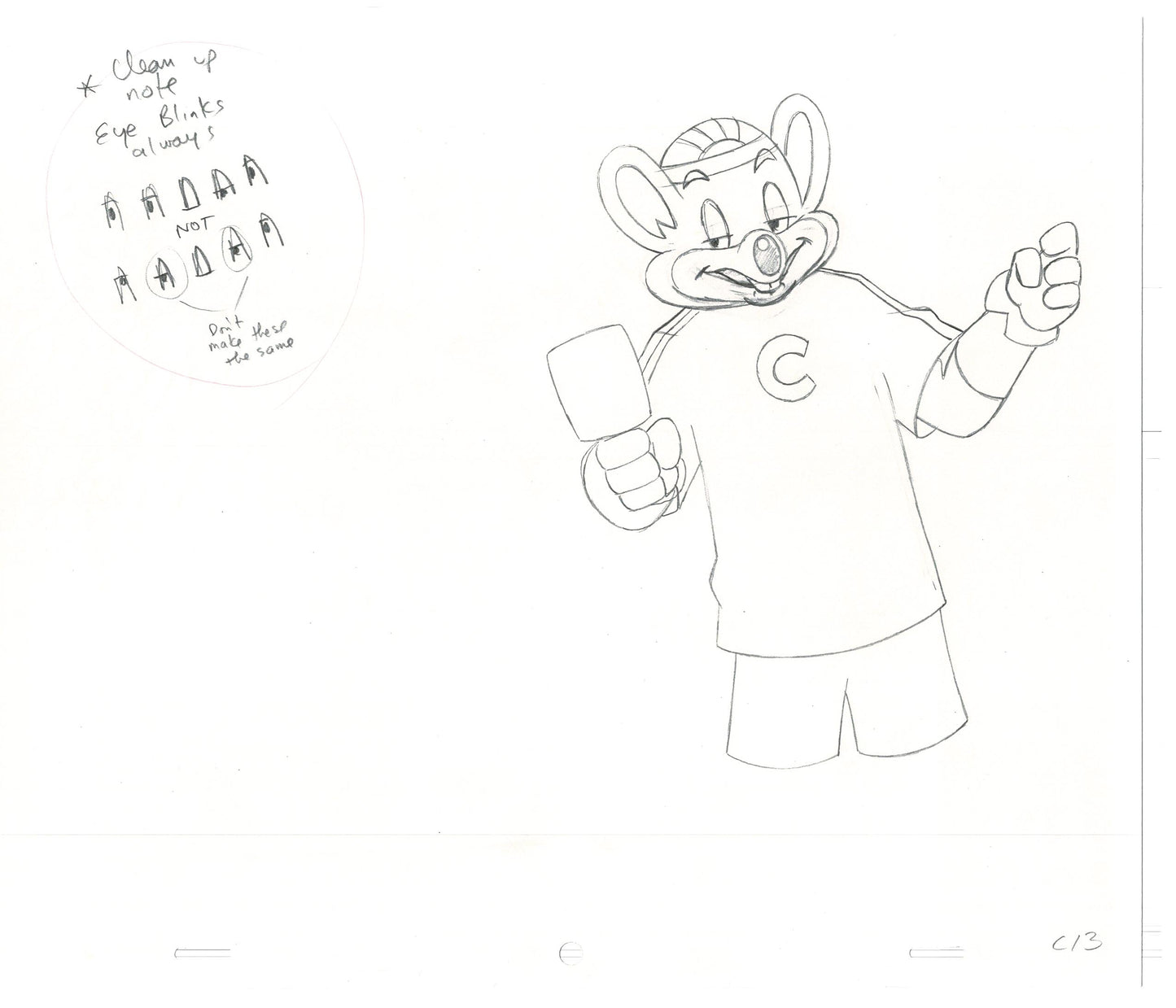 Chuck E Cheese Pizza Commercial Production Animation Cel Drawing 2005 AMR-20