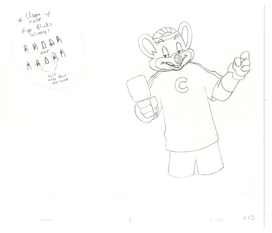 Chuck E Cheese Pizza Commercial Production Animation Cel Drawing 2005 AMR-20