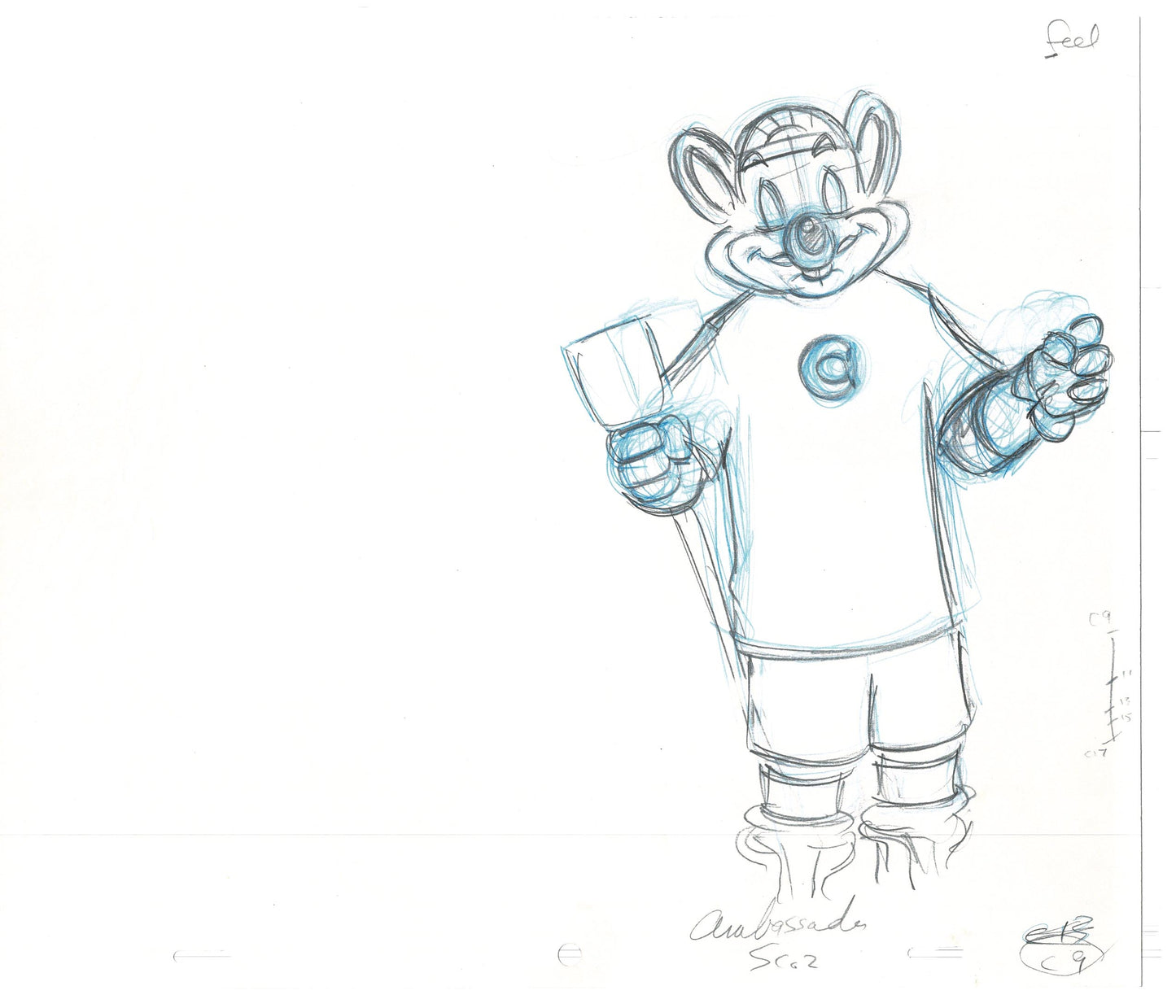 Chuck E Cheese Pizza Commercial Production Animation Cel Drawing 2005 AMR-22