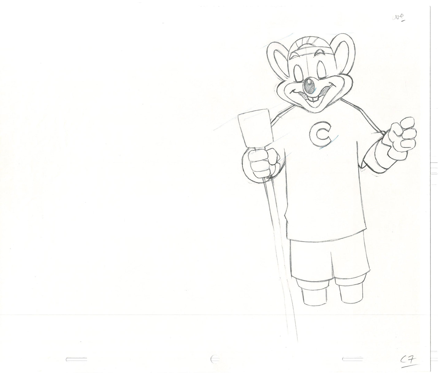 Chuck E Cheese Pizza Commercial Production Animation Cel Drawing 2005 AMR-23