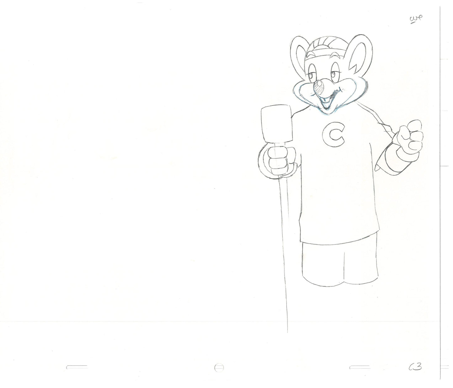 Chuck E Cheese Pizza Commercial Production Animation Cel Drawing 2005 AMR-25