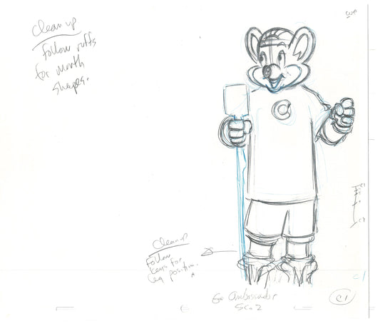 Chuck E Cheese Pizza Commercial Production Animation Cel Drawing 2005 AMR-26