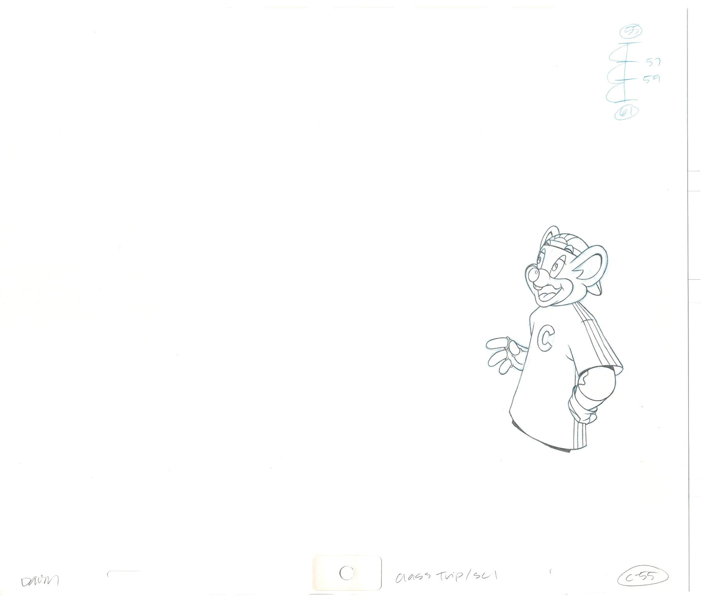 Chuck E Cheese Pizza Commercial Production Animation Cel Drawing 2005 CTC-04