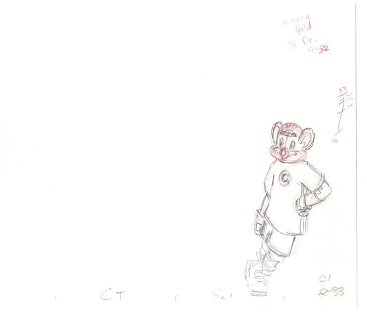 Chuck E Cheese Pizza Commercial Production Animation Cel Drawing 2005 CTR-17