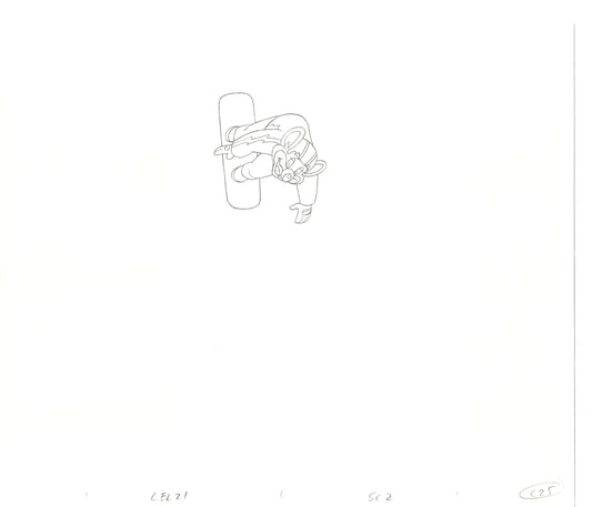 Chuck E Cheese Pizza Commercial Production Animation Cel Drawing 2005 WD-1