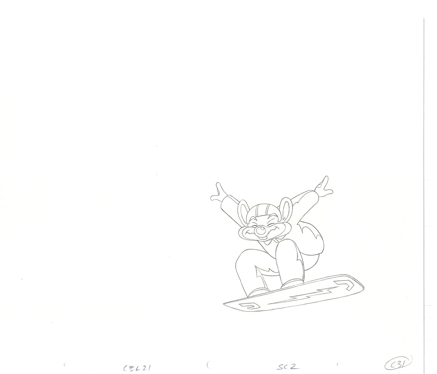 Chuck E Cheese Pizza Commercial Production Animation Cel Drawing 2005 WD-4