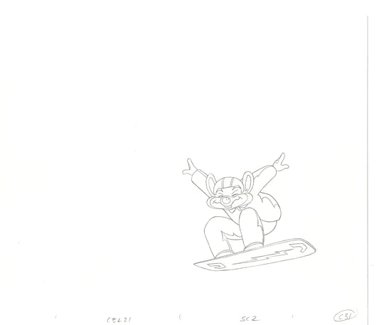 Chuck E Cheese Pizza Commercial Production Animation Cel Drawing 2005 WD-4