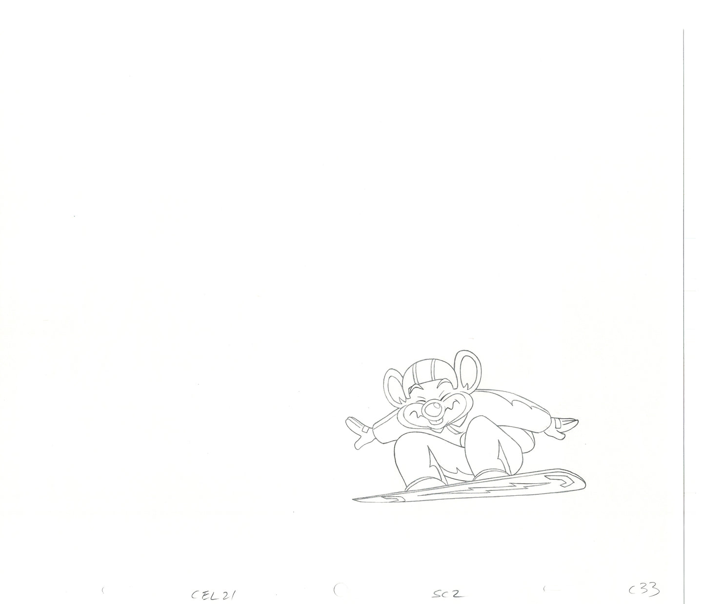 Chuck E Cheese Pizza Commercial Production Animation Cel Drawing 2005 WD-5