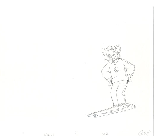 Chuck E Cheese Pizza Commercial Production Animation Cel Drawing 2005 WD-7