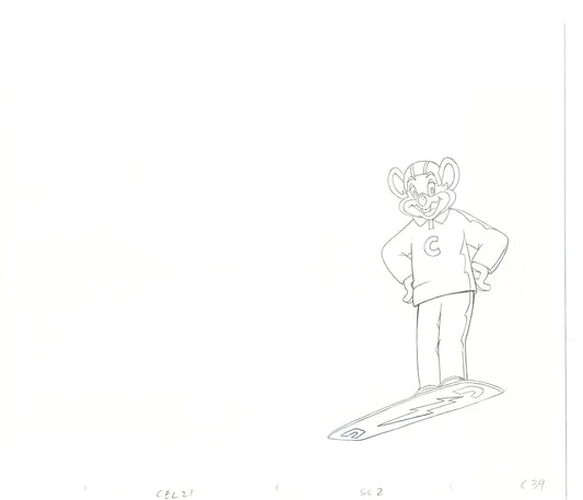 Chuck E Cheese Pizza Commercial Production Animation Cel Drawing 2005 WD-8