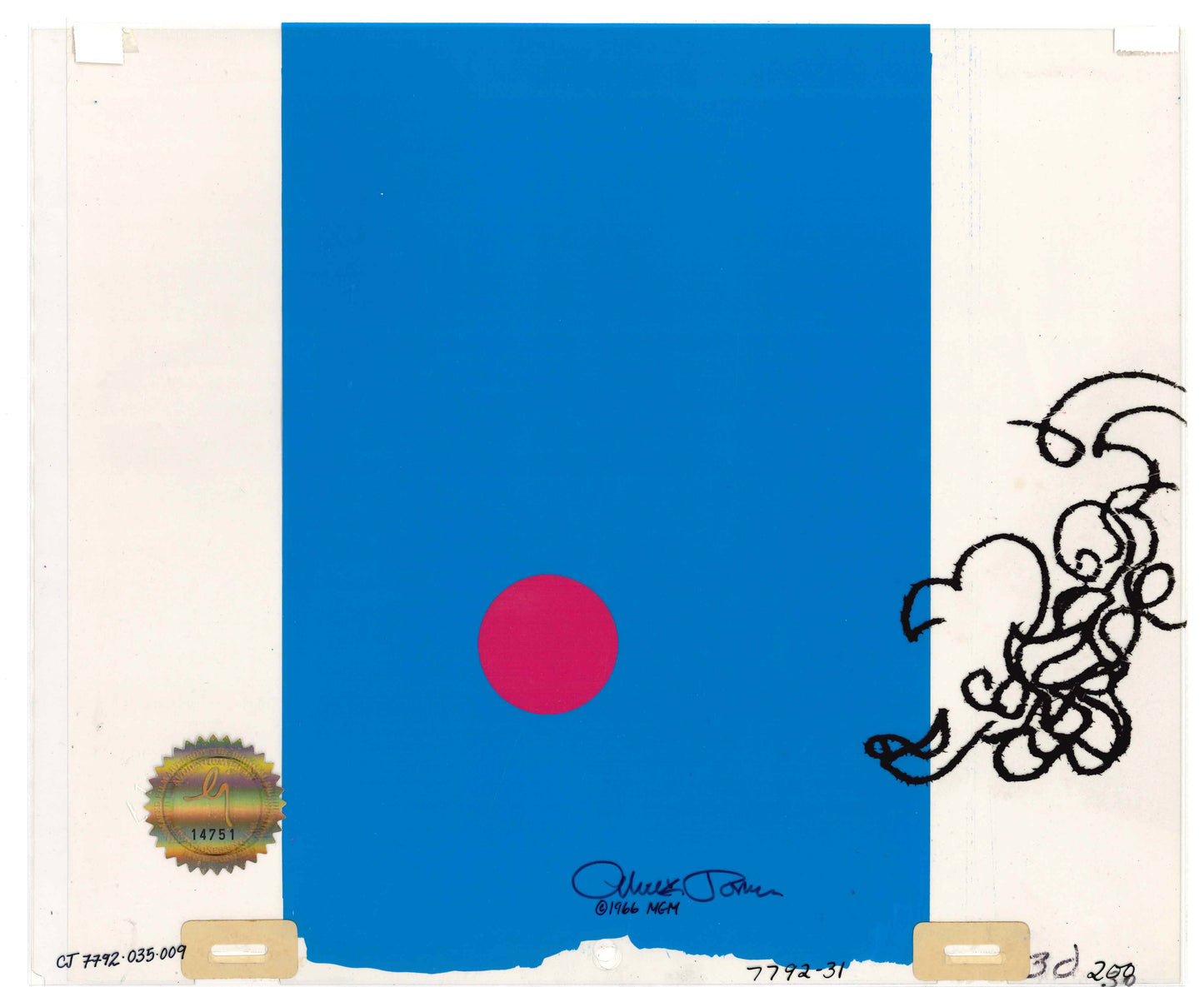 The Dot and the Line Chuck Jones Signed 1965 Production Animation Cel MGM 9