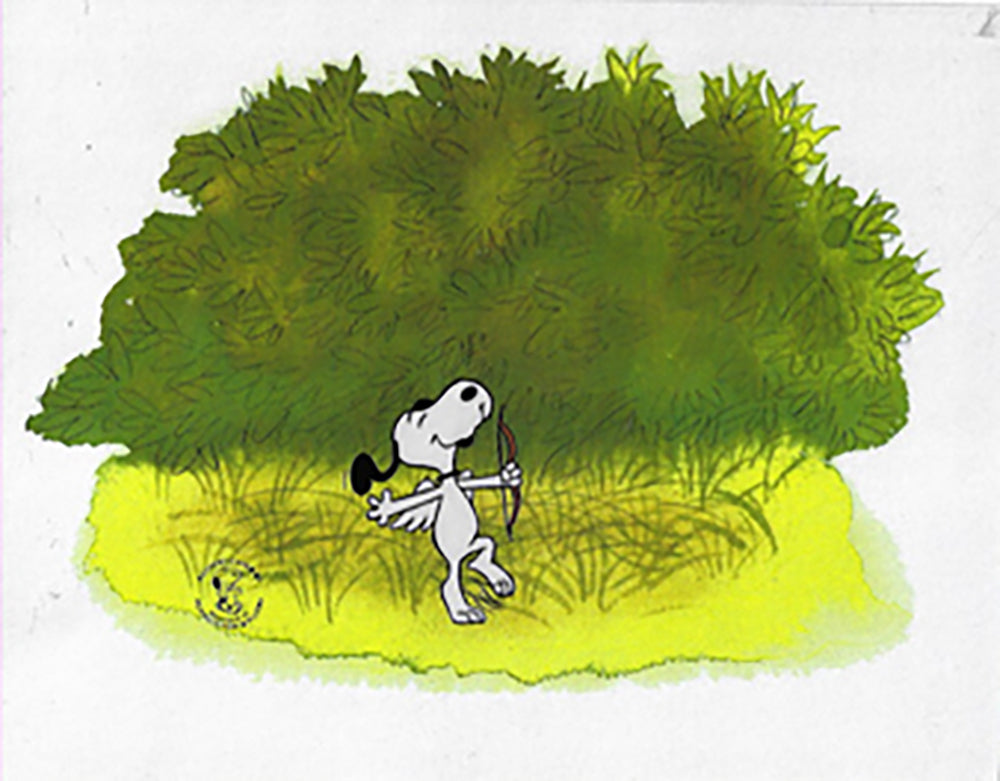 PEANUTS Be My Valentine Charlie Brown Snoopy Production Animation Cel and Drawing from 1975 Charles Schulz Melendez Studio-Direct 215