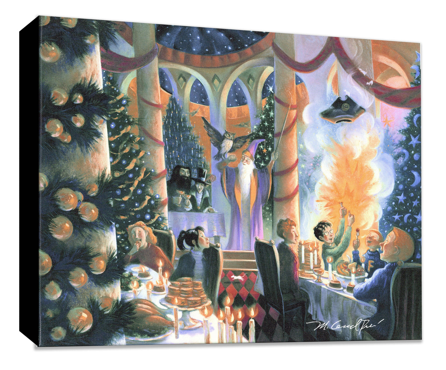 Harry Potter Mary Grandpre Warner Brothers Mighty Mini Gallery-Wrapped Limited Edition of 1500 Canvas Print Christmas in the Great Hall