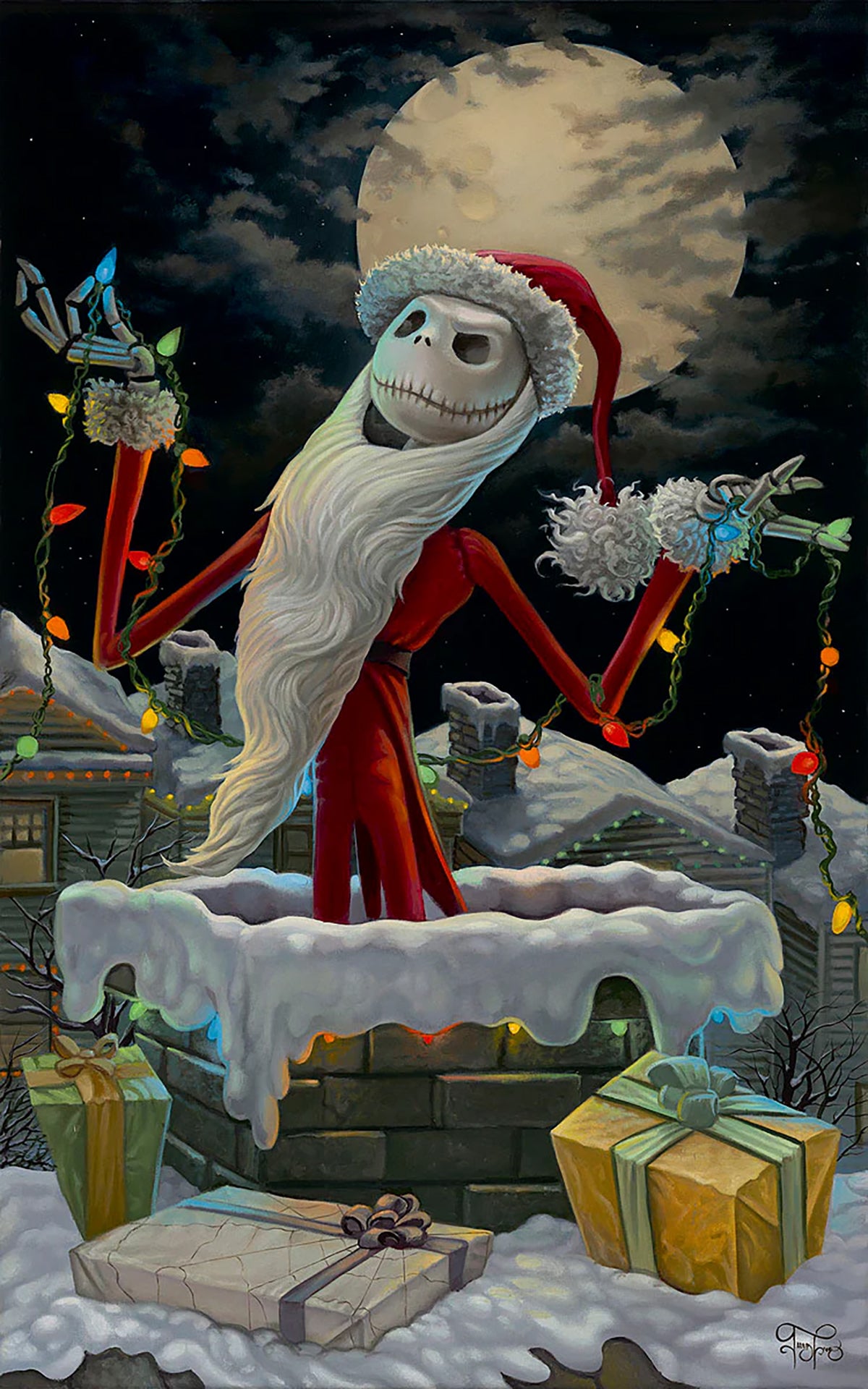 Nightmare Before Christmas Jack Skellington Walt Disney Fine Art Jared Franco Signed Limited Edition of 195 Print on Canvas "Christmas Jack"