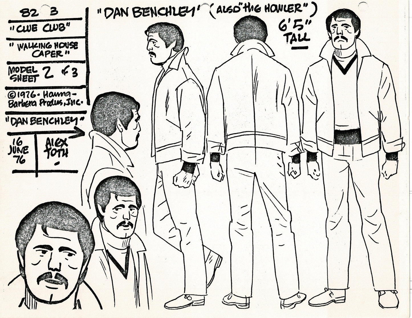 Clue Club 1976 Alex Toth Production Model Sheet Copy Lot of 37 Pages from Hanna Barbera