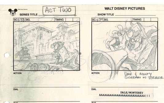 Chip n Dale Rescue Rangers Original Production Animation Storyboard Walt Disney FIRST EPISODE 1988 A14