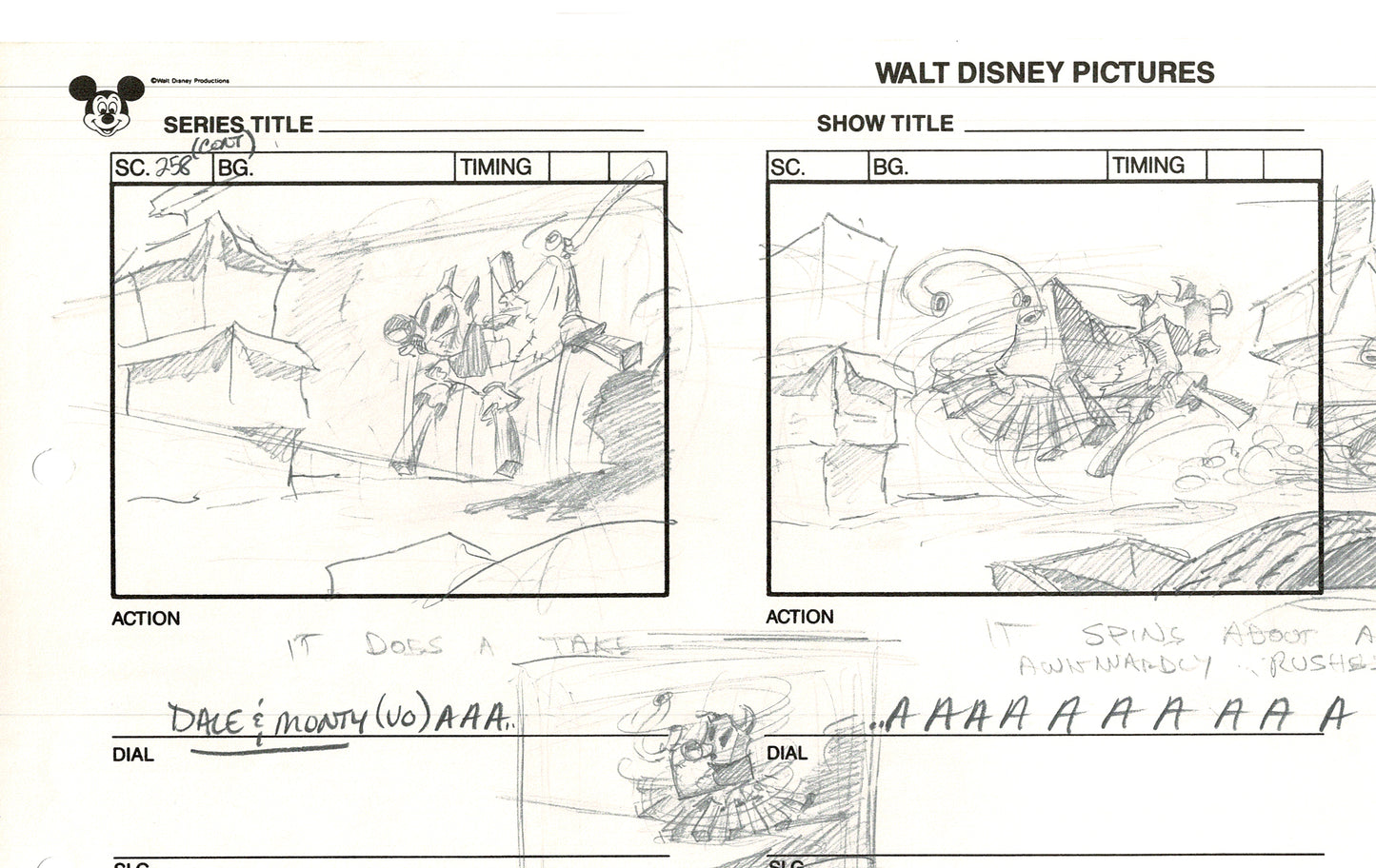 Chip n Dale Rescue Rangers Original Production Animation Storyboard Walt Disney FIRST EPISODE 1988 A18