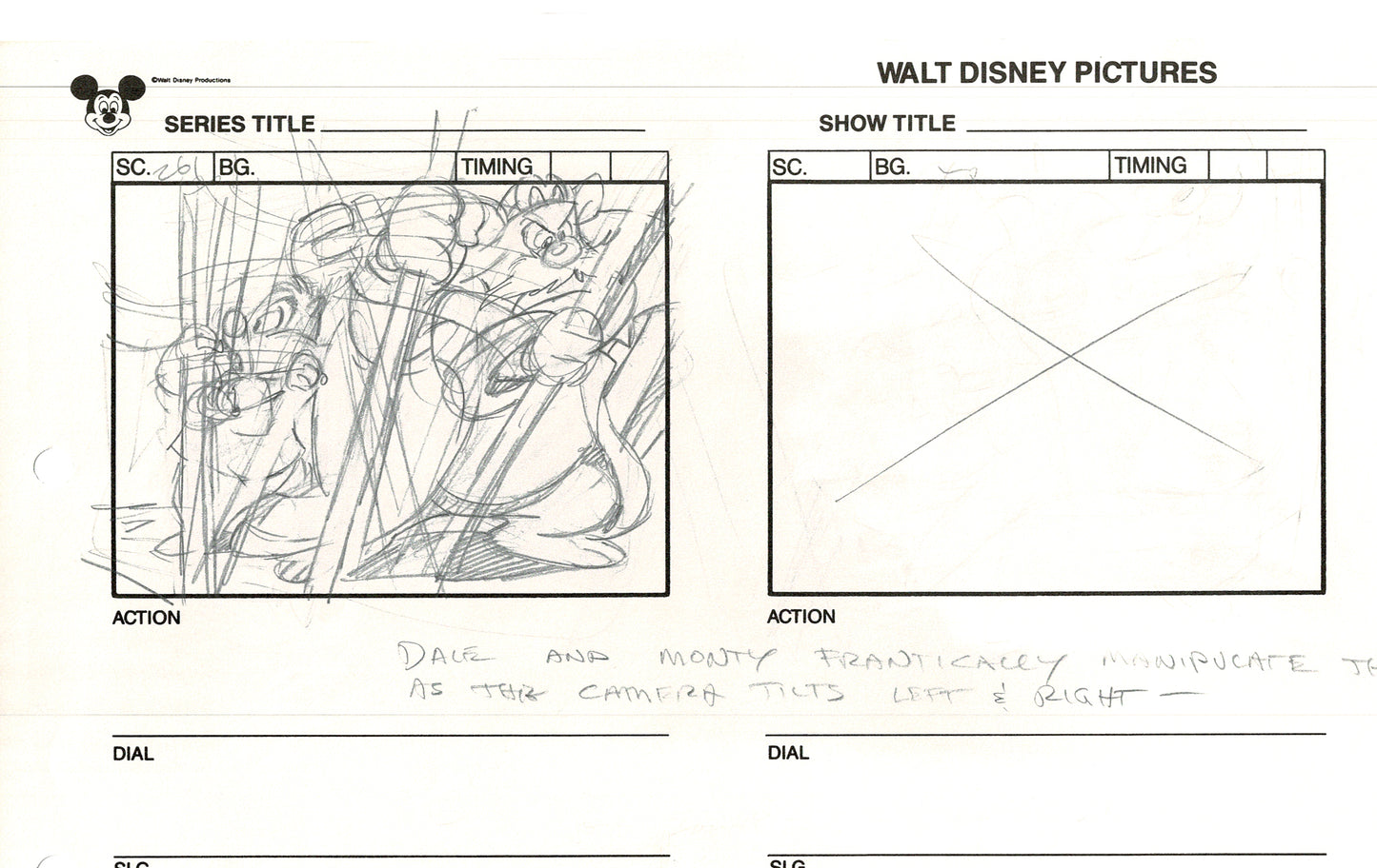 Chip n Dale Rescue Rangers Original Production Animation Storyboard Walt Disney FIRST EPISODE 1988 A20