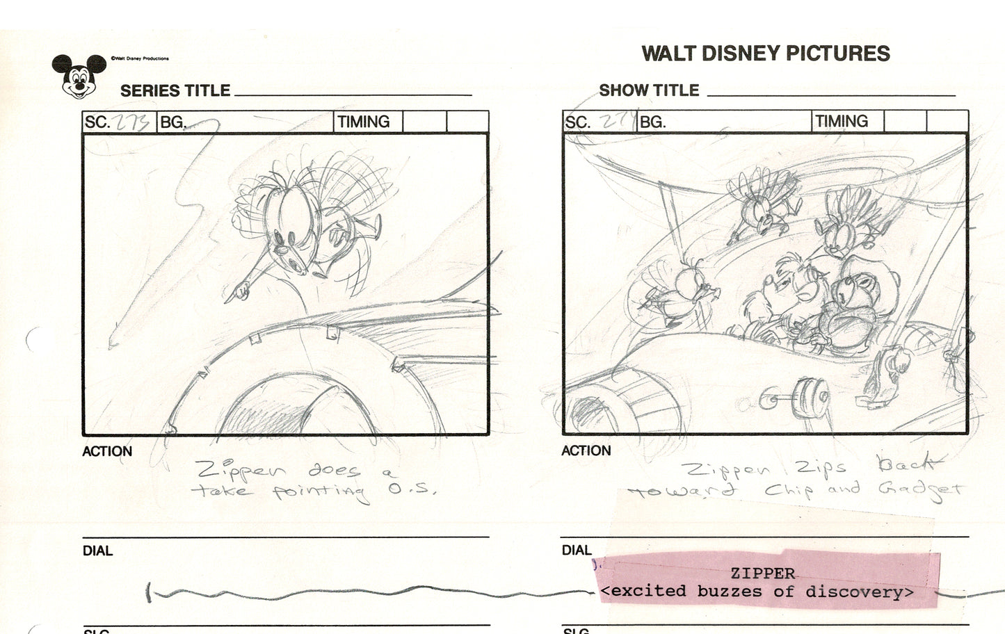 Chip n Dale Rescue Rangers Original Production Animation Storyboard Walt Disney FIRST EPISODE 1988 A28