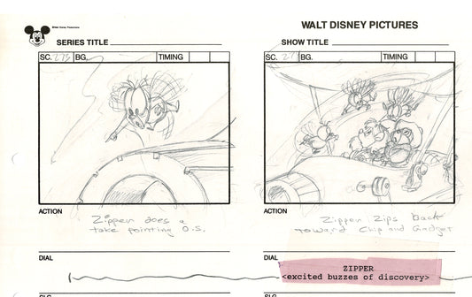 Chip n Dale Rescue Rangers Original Production Animation Storyboard Walt Disney FIRST EPISODE 1988 A28