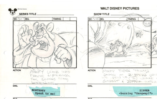Chip n Dale Rescue Rangers Original Production Animation Storyboard Walt Disney FIRST EPISODE 1988 A44
